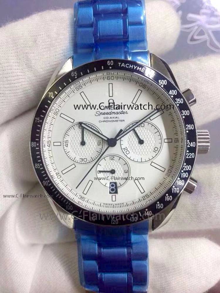 Fake Omega Speedmaster Racing Watch SS White Face